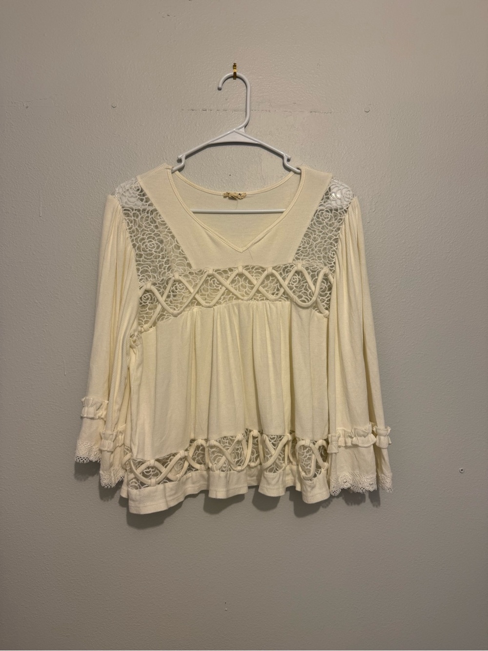 POL Ivory Crochet-Trim Boho Tunic